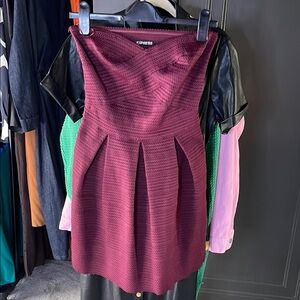 Express Burgundy Strapless Dress